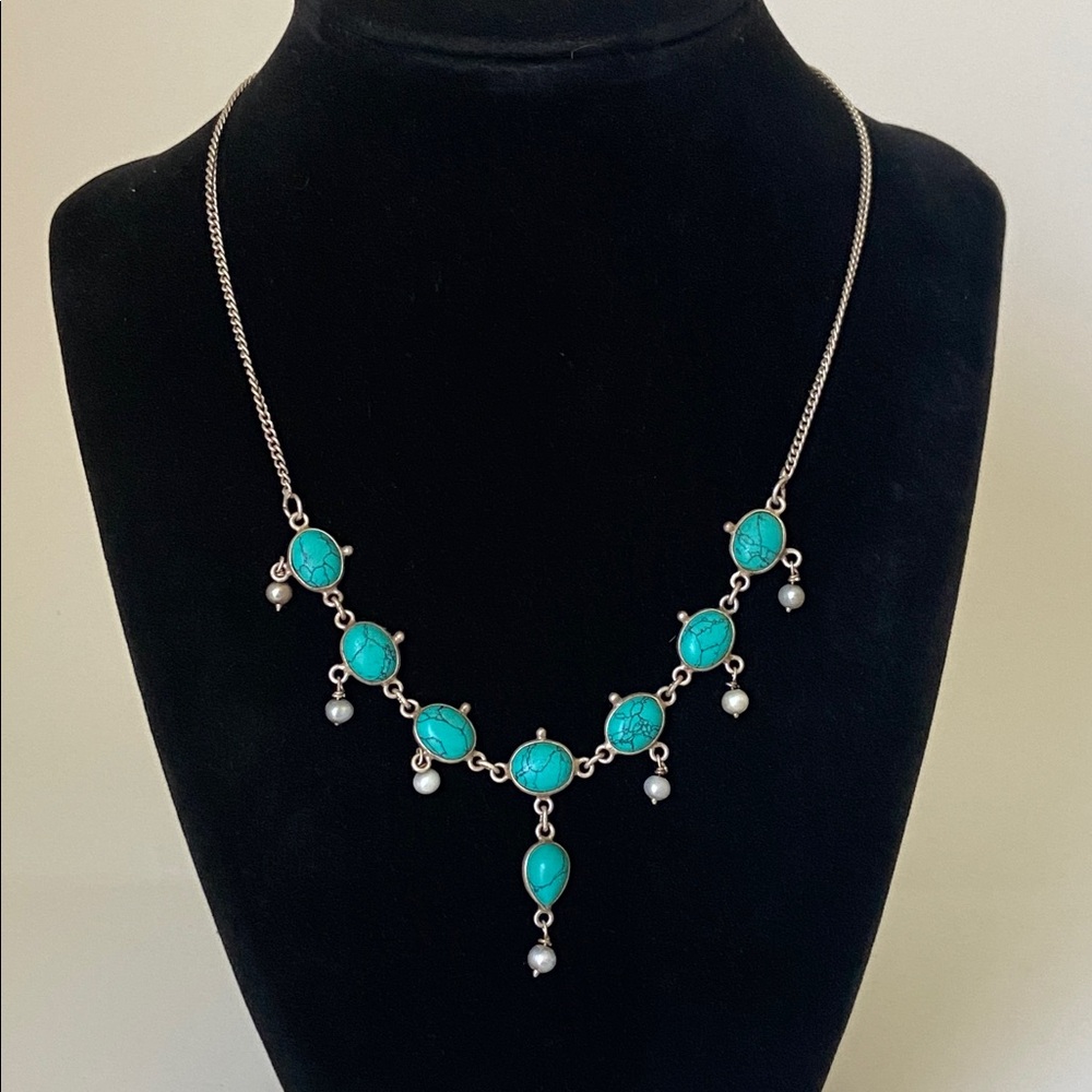 Turquoise and 875 Silver Necklace